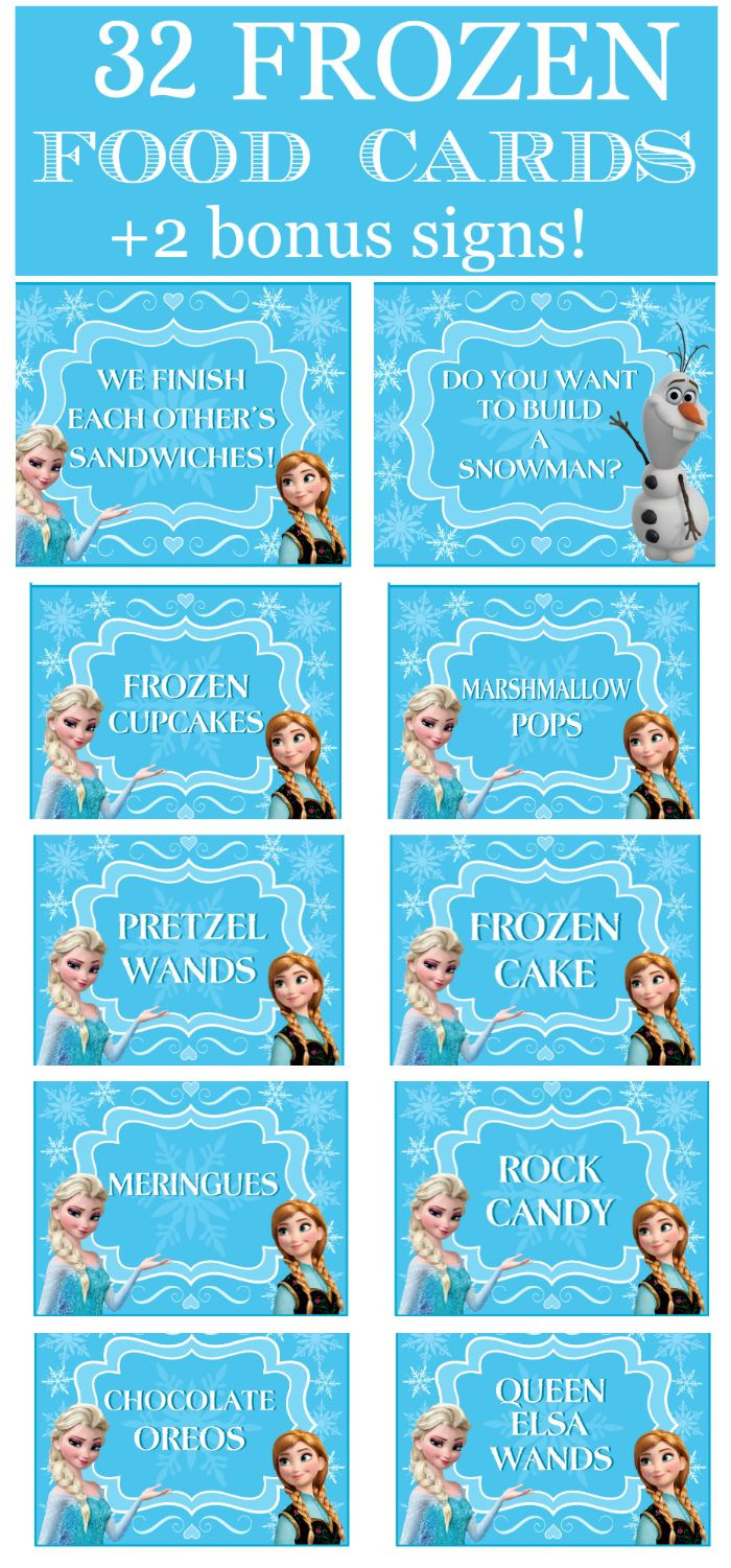 Frozen Free Printable Food Labels Huge List Of 32 Frozen Party Ideas