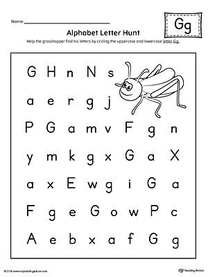 G Worksheets for Preschool Alphabet Letter Hunt Letter G Worksheet