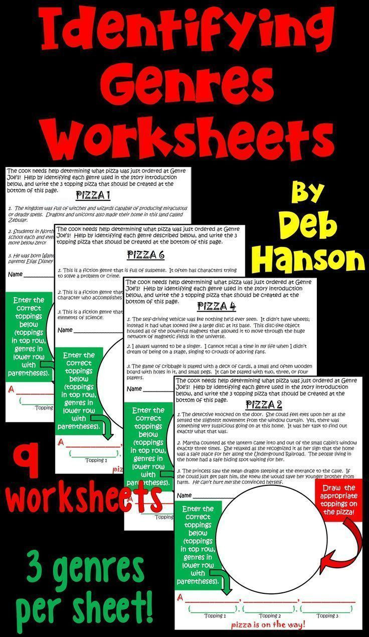 Genre Worksheets 4th Grade Genres Identification Activity Game Featuring Pizza