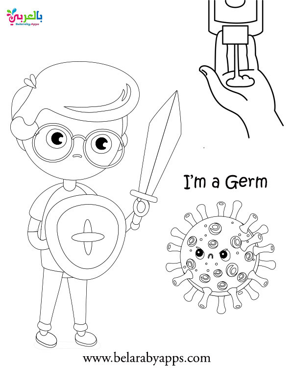 Germs Worksheets for Kindergarten Free Hand Washing Coloring Pages for Kids â Ø¨Ø§ÙØ¹Ø±Ø¨Ù ÙØªØ¹ÙÙ