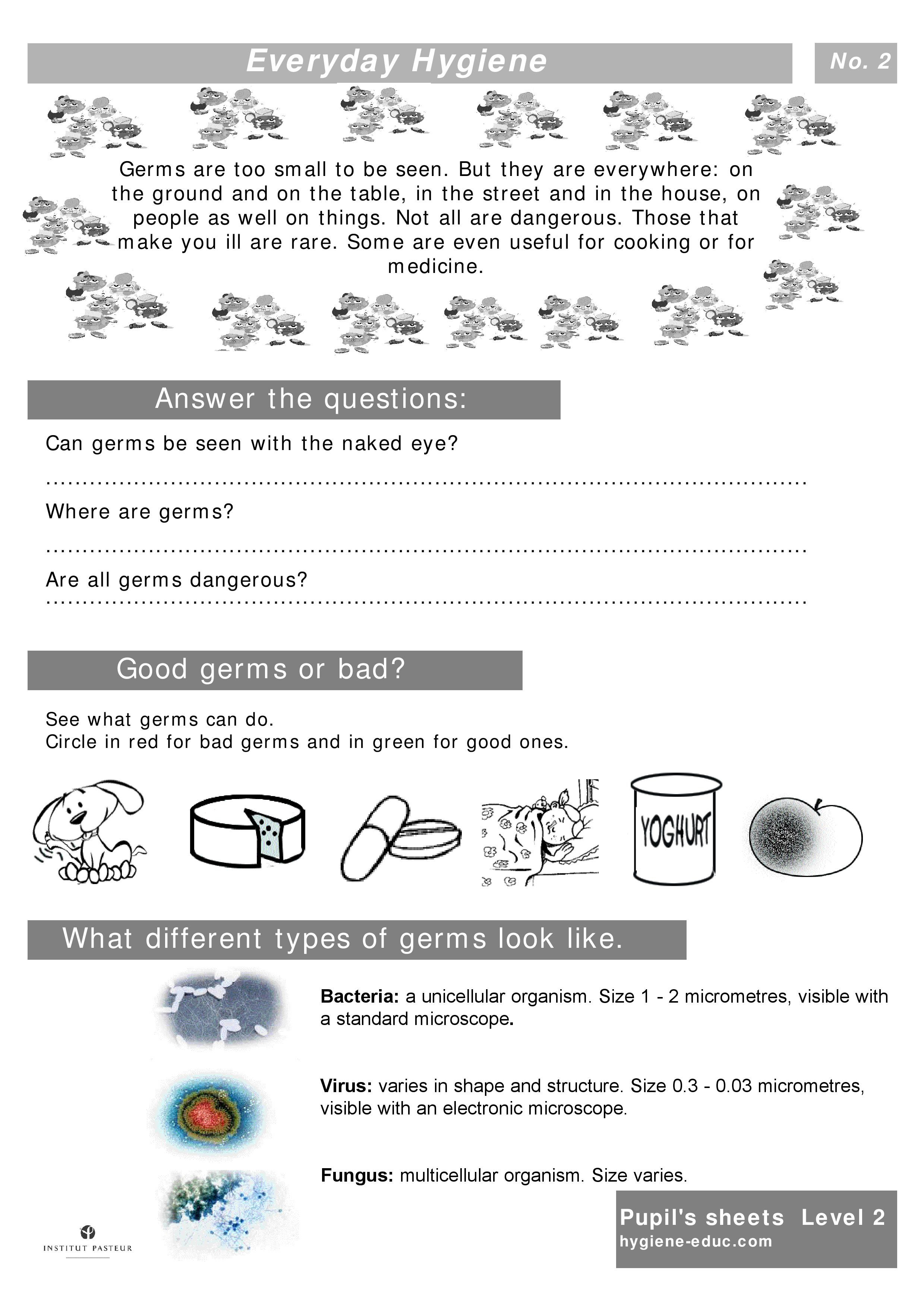 Germs Worksheets for Kindergarten Worksheets Hygienersonal Hygiene Worksheets for Kids
