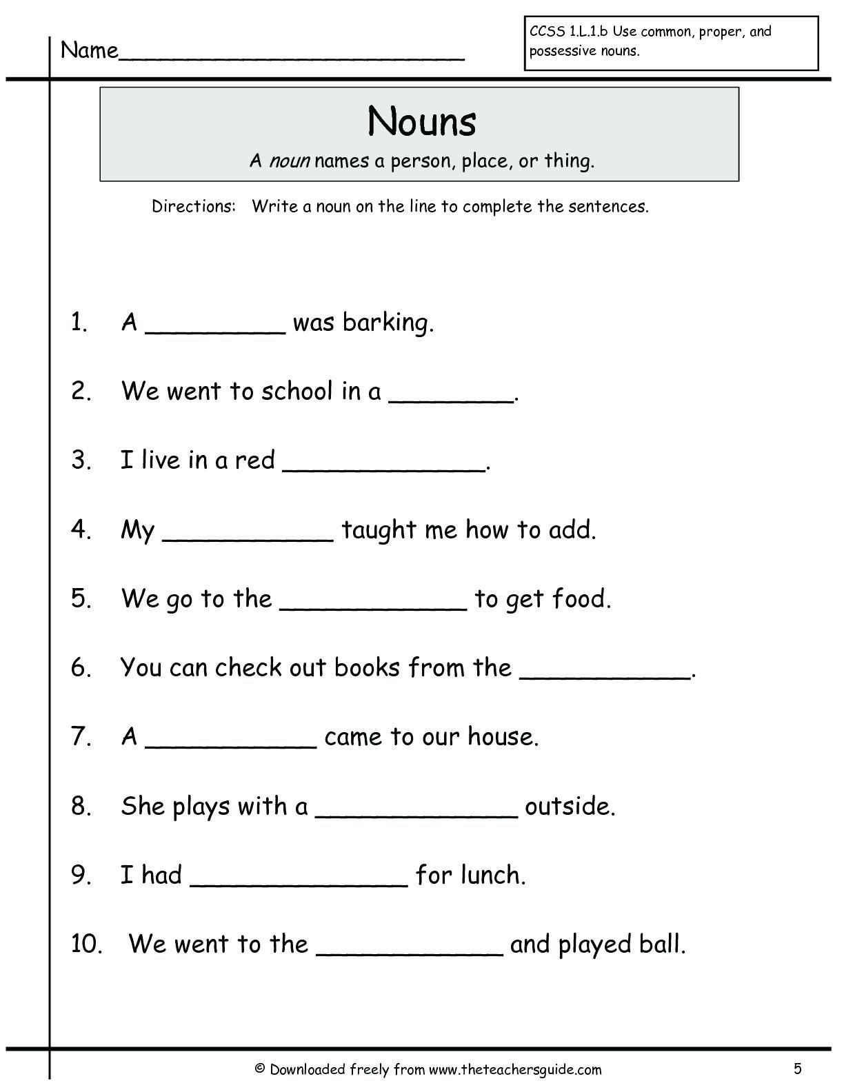 Grammar Worksheet First Grade 1st Grade Grammar Worksheets Math Worksheet for Kids In