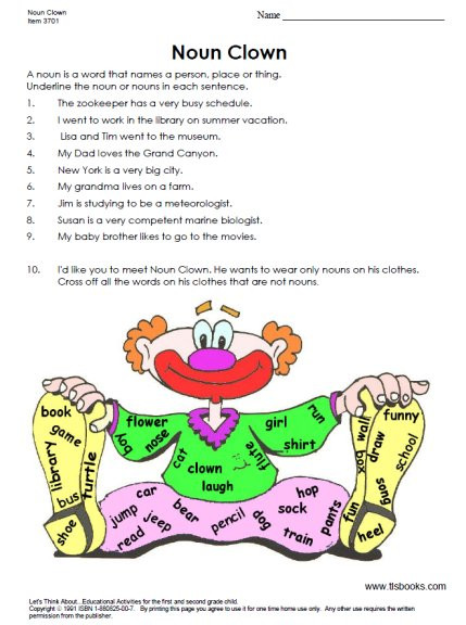 Grammar Worksheet First Grade First Grade Grammar Worksheets Include Parts Of Speech and