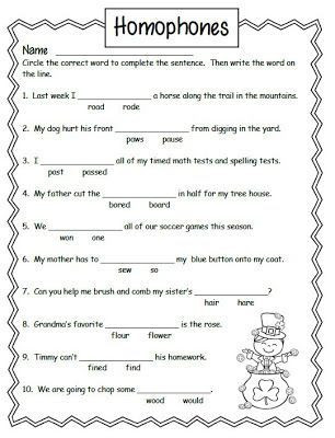 Grammar Worksheets for 2nd Grade Homophone Anchor Chart and Worksheet