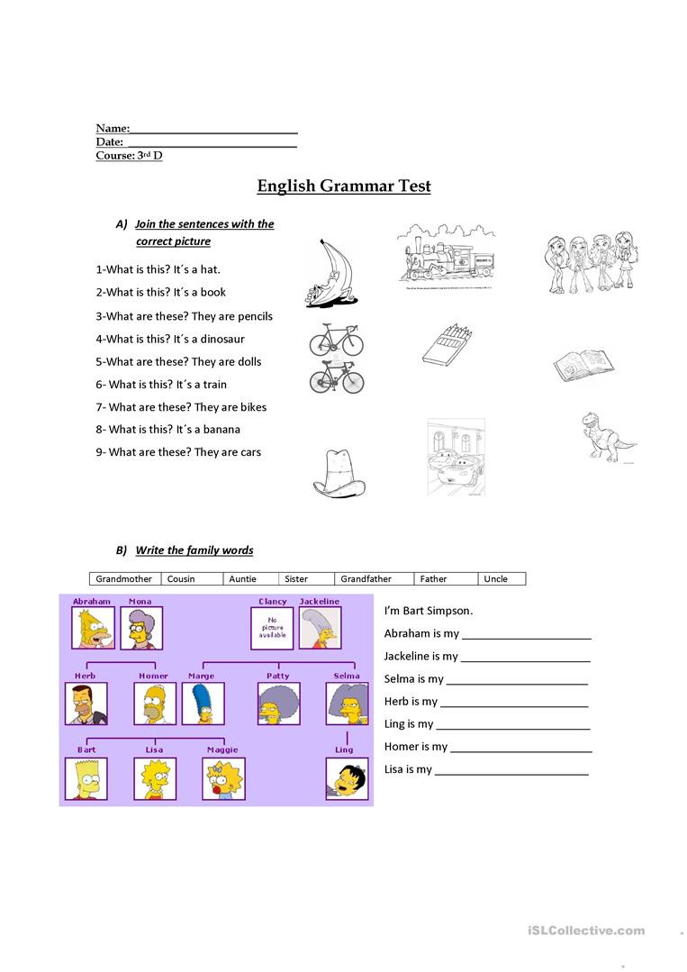 Grammar Worksheets for 3rd Grade 3rd Grade Evaluation English Esl Worksheets for Distance