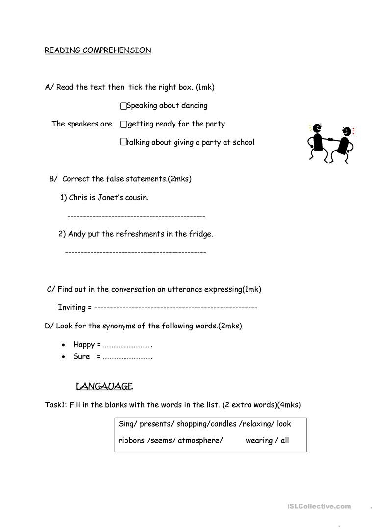 Grammar Worksheets for 8th Graders 8th Grade Listening Test English Esl Worksheets for