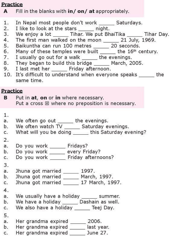 Grammar Worksheets for 8th Graders Grade 8 Grammar Lesson 27 at On and In Prepositions Of Time