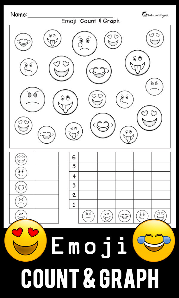 Graphing Worksheets Kindergarten Emoji Count &amp; Graph Worksheet