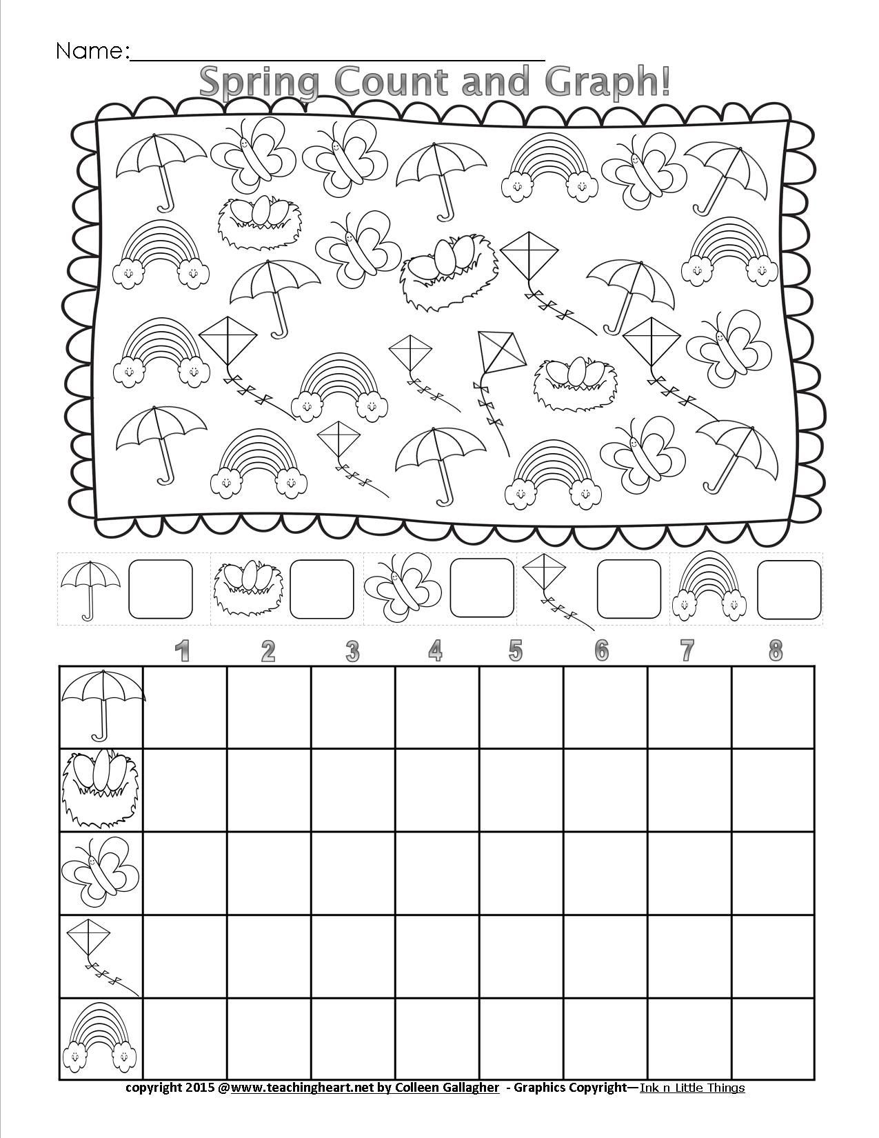 Graphing Worksheets Kindergarten Spring Count and Graph Free