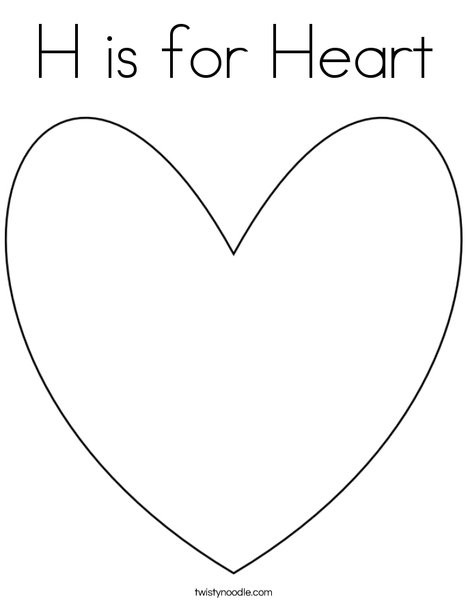 Heart Coloring Worksheet H is for Heart Coloring Page Twisty Noodle