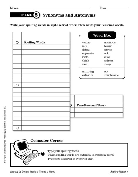 Homonyms Worksheets 5th Grade Synonym Antonym Homonym Lesson Plans &amp; Worksheets