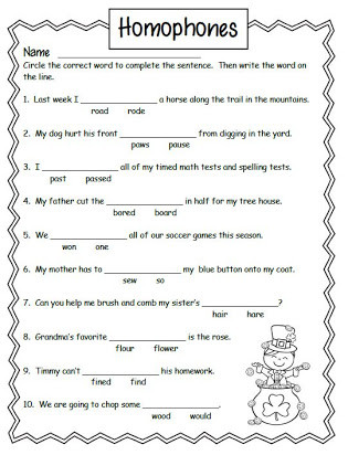 Homophones Worksheet 4th Grade Homonyms Worksheets for 5th Grade Free