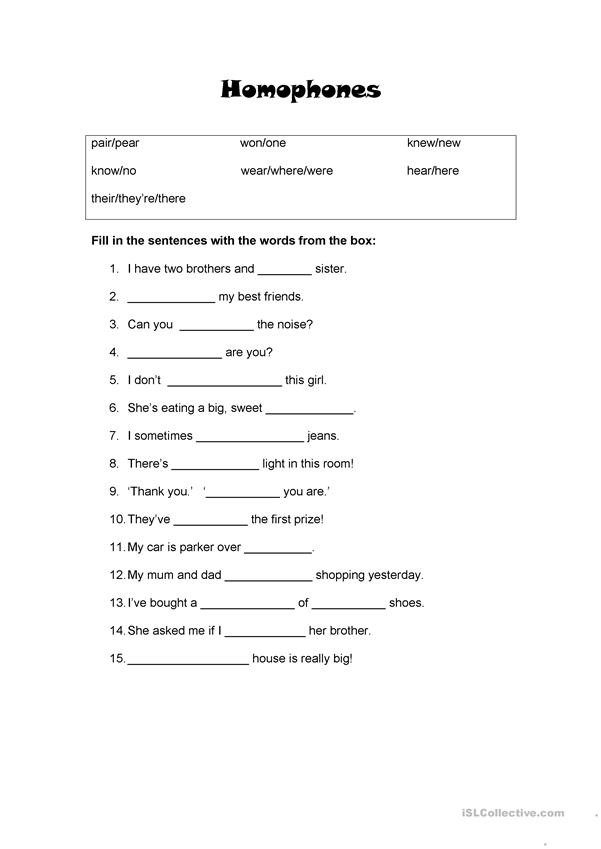 Homophones Worksheet 4th Grade Homophones for Beginners English Esl Worksheets for