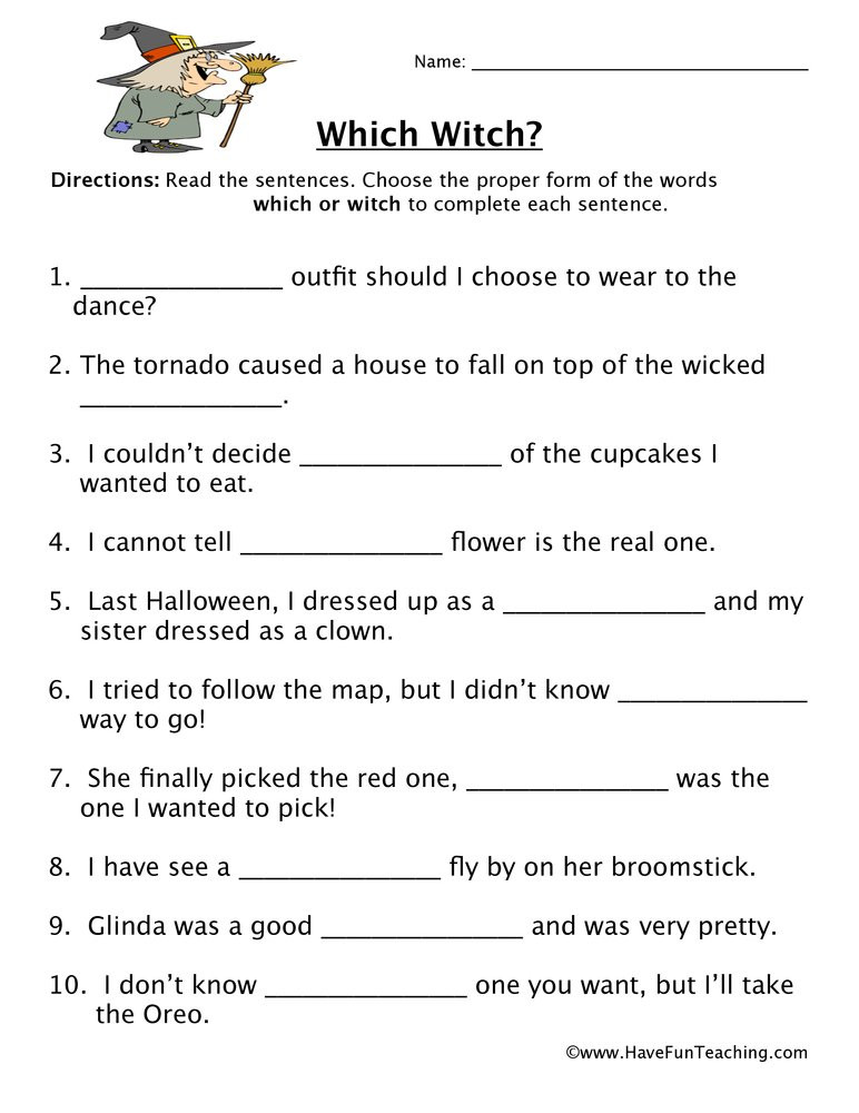 Homophones Worksheet 6th Grade which Witch Homophones Worksheet