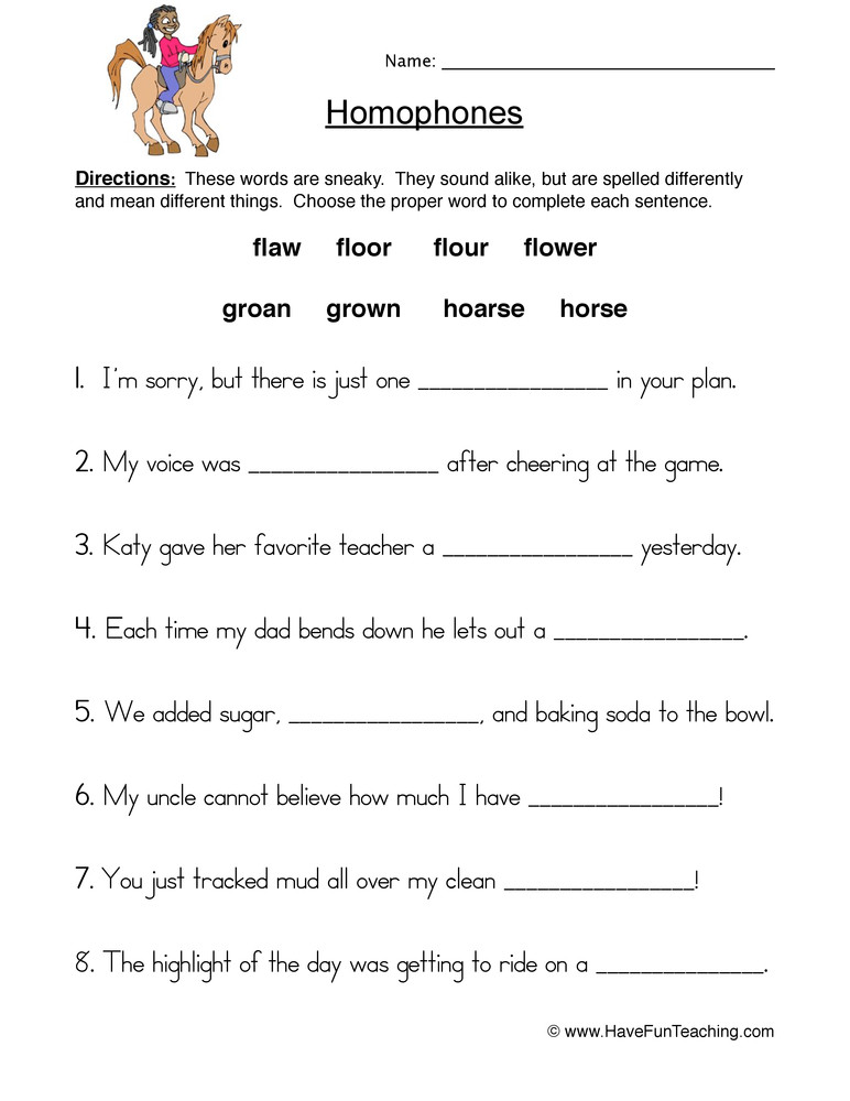 Homophones Worksheets 4th Grade Homophones Worksheets