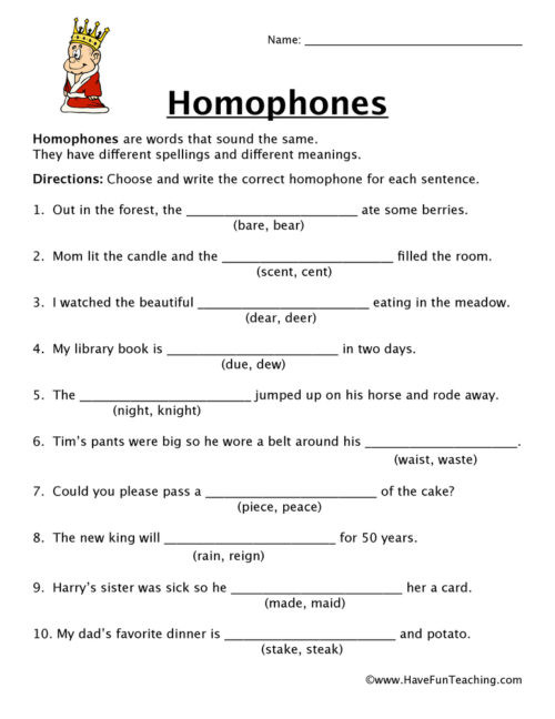 Homophones Worksheets for Grade 5 Homophones Worksheets Have Fun Teaching Free 3rd Grade