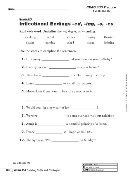 Inflected Endings Worksheets 2nd Grade Inflectional Endings Ed Ing S and Es Worksheet for 2nd