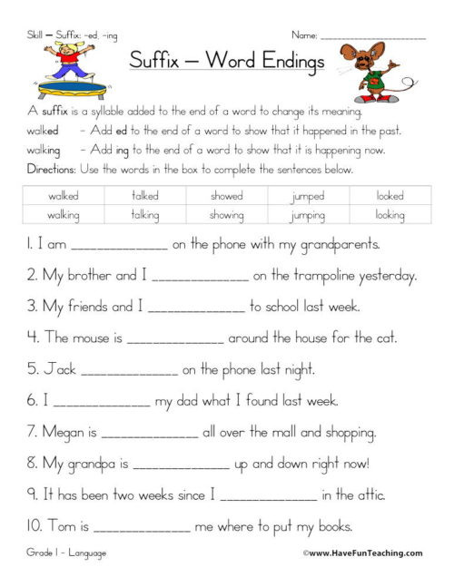 Inflected Endings Worksheets 2nd Grade Suffixes Worksheets • Have Fun Teaching