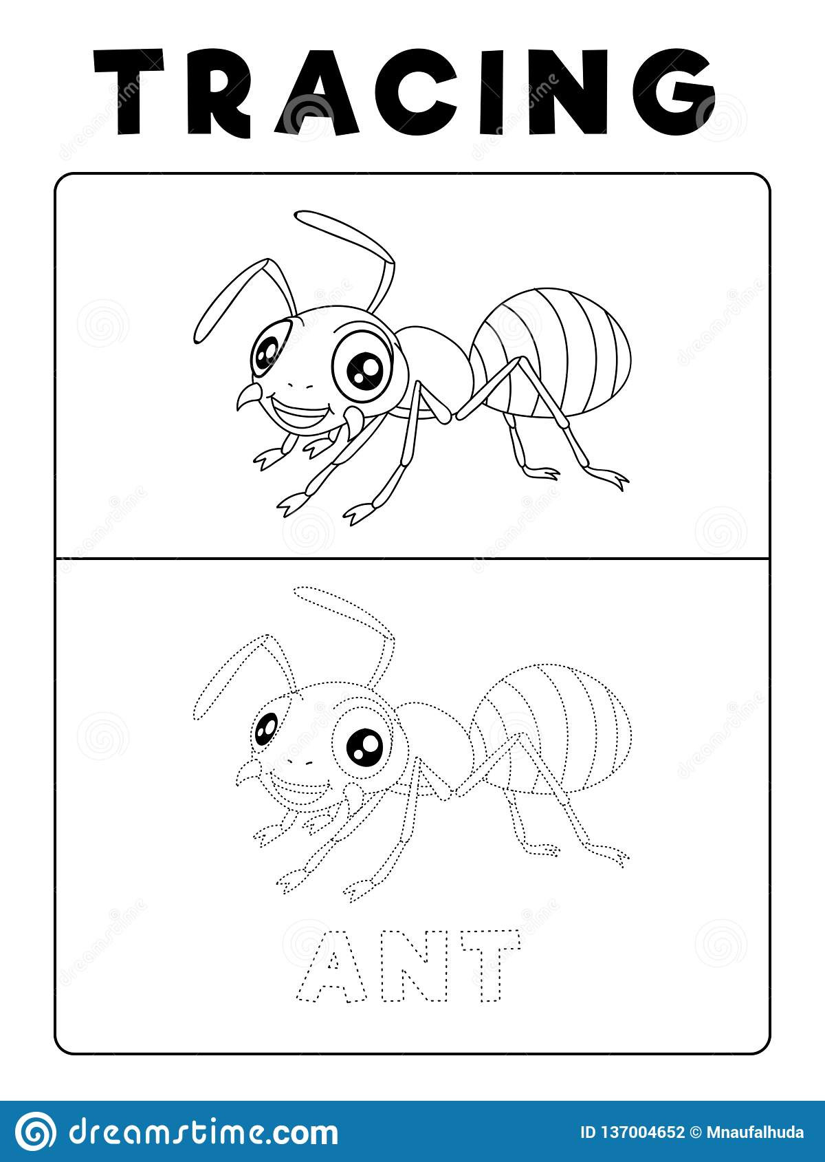 Insect Worksheets for Preschoolers Funny Ant Insect Animal Tracing Book with Example Preschool