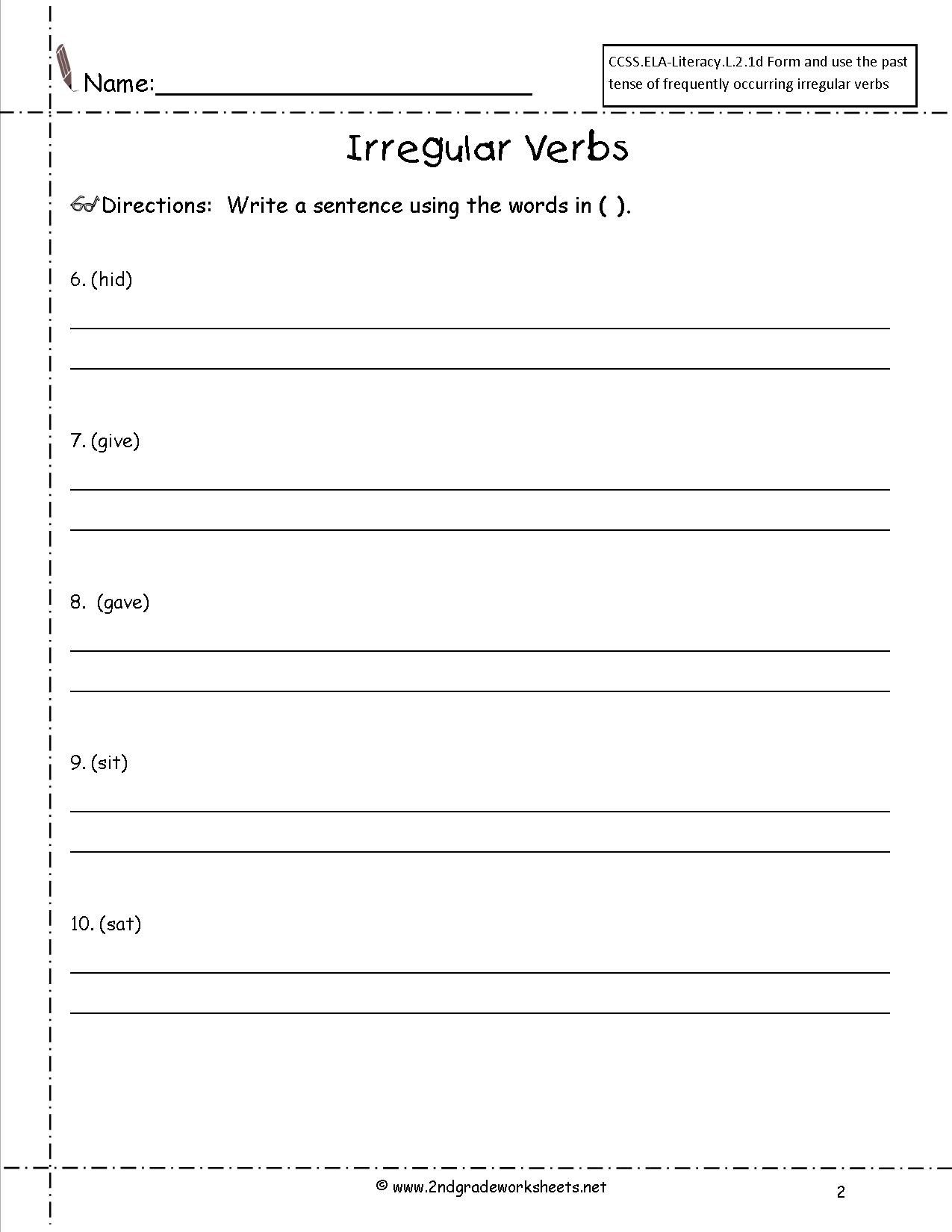 Irregular Verbs Worksheet 2nd Grade Past Tense Irregular Verbs Worksheets 2nd Grade ÙÙ ÙØ³Ø¨Ù ÙÙ