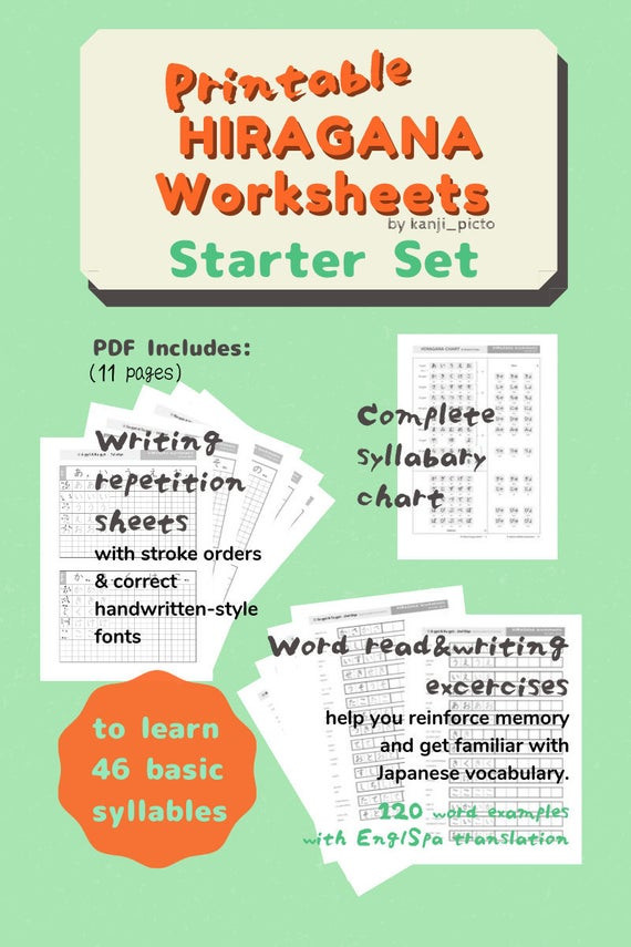 Japanese Worksheets for Beginners Printable Printable Japanese Hiragana Worksheets &quot;starter Set&quot;