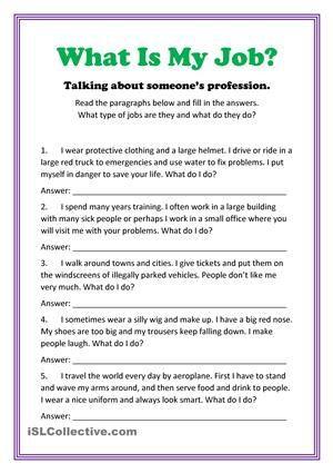 Job Readiness Printable Worksheets What is My Job