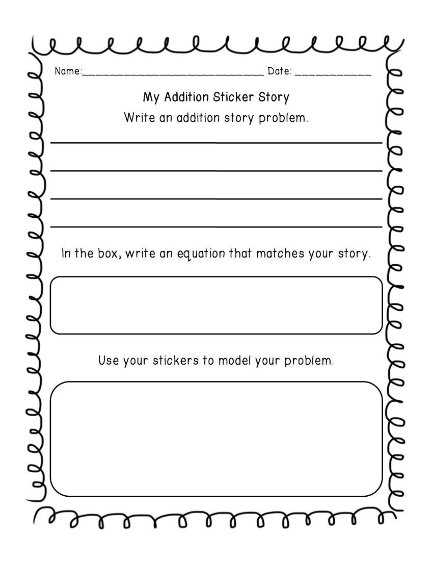 Kindergarten Addition Word Problems Worksheets Addition &amp; Subtraction Write A Word Problem Worksheet