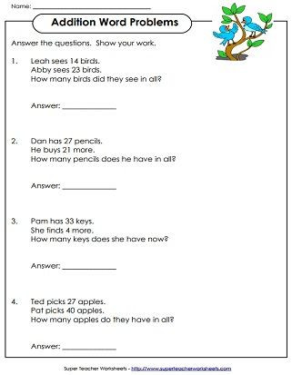 Kindergarten Addition Word Problems Worksheets Addition Word Problem Worksheet