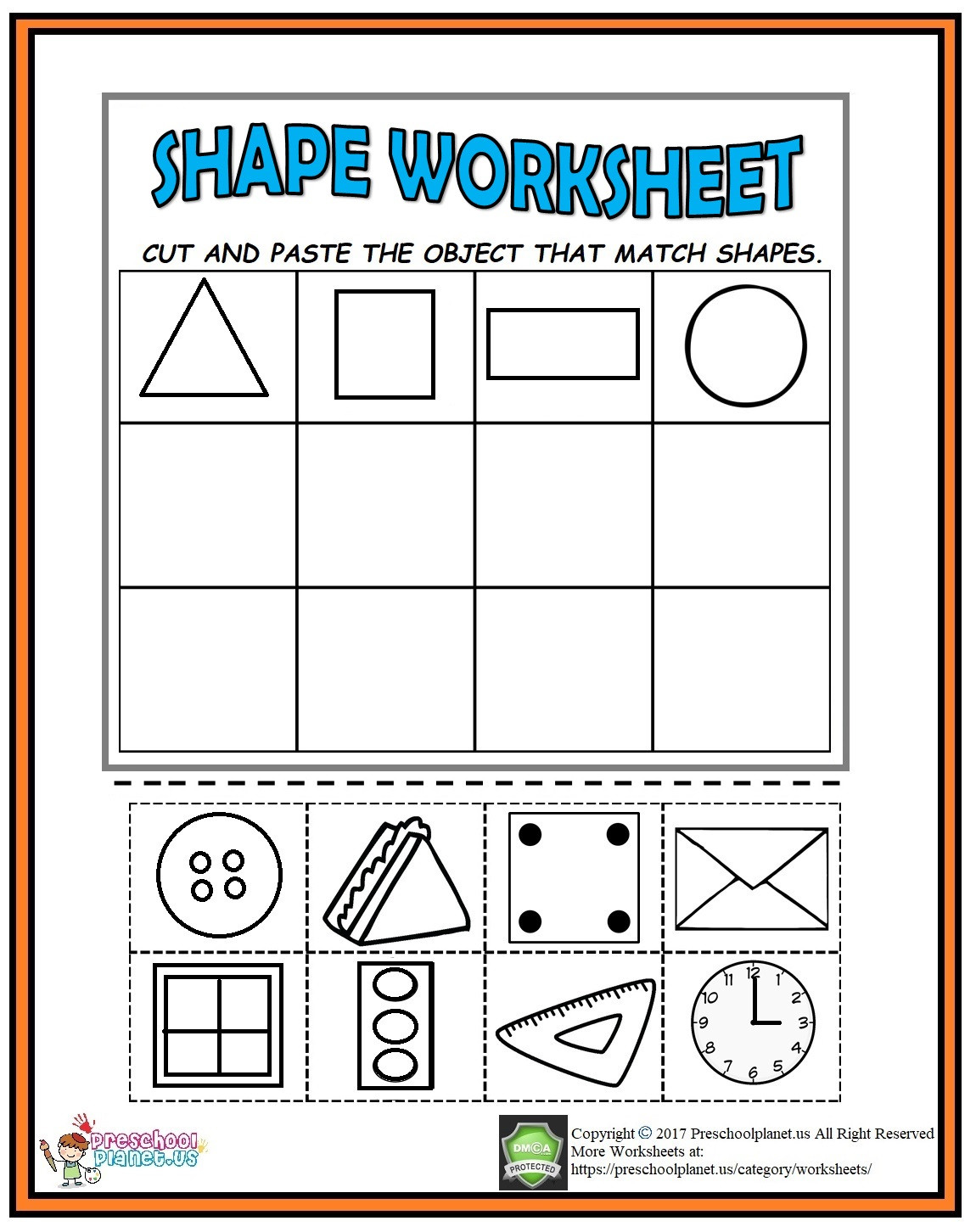 Kindergarten Cut and Paste Worksheets Cut and Paste Shape Worksheet – Preschoolplanet