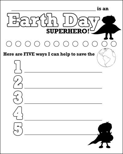 Kindergarten History Worksheets Earth Day Superhero Help Save the Earth