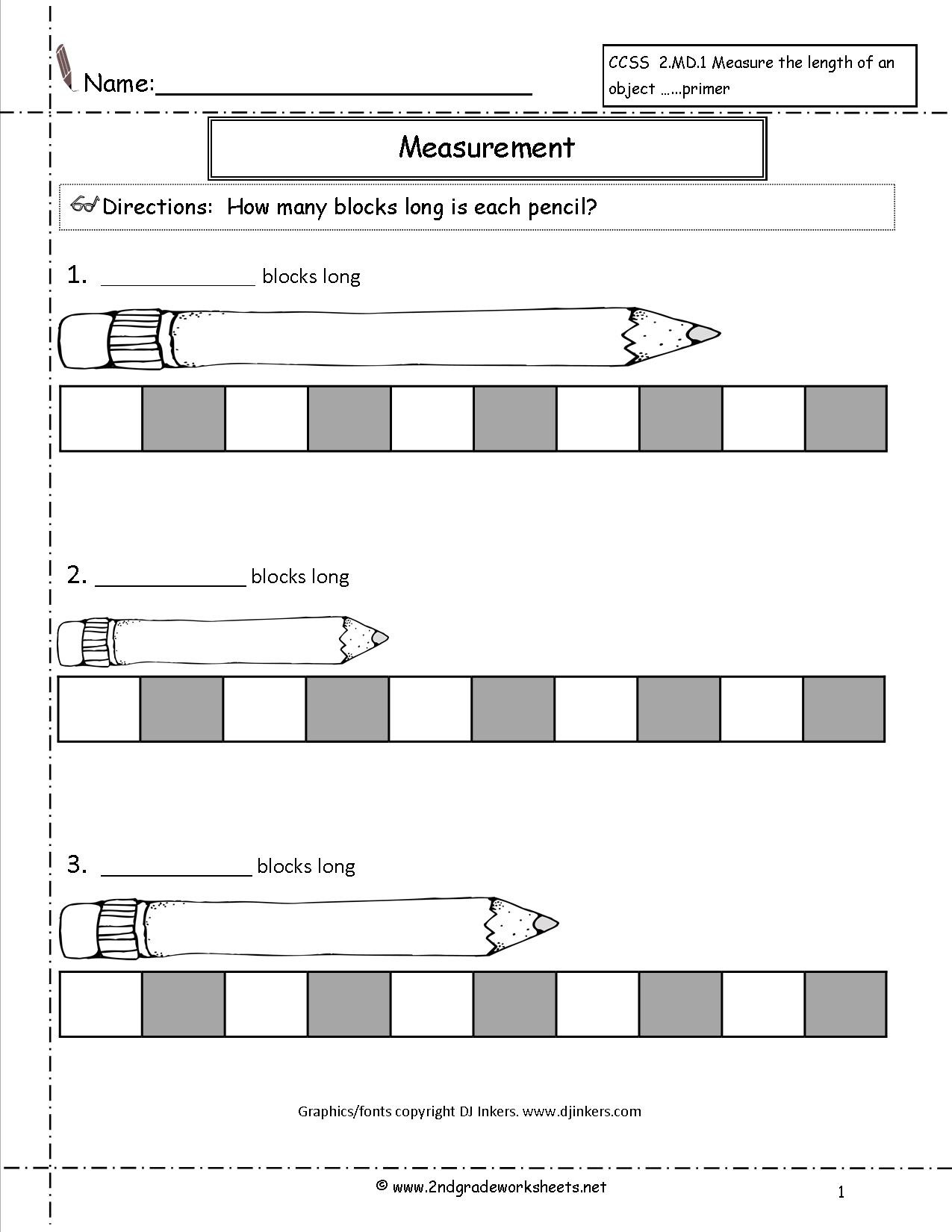 Kindergarten Measurement Worksheets On Non Standard Measurement Worksheets for