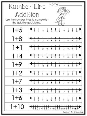 Kindergarten Number Line Worksheet 15 Number Line Addition Printable Worksheets Prek 1st Grade