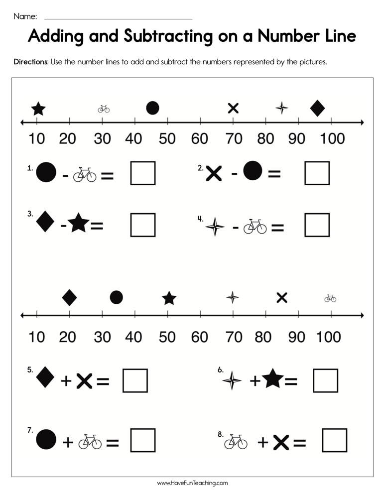 Kindergarten Number Line Worksheet Adding and Subtracting On A Number Line Worksheet