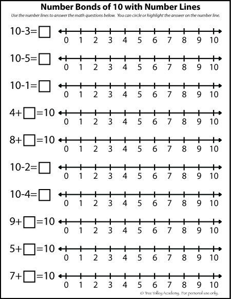 Kindergarten Number Line Worksheet Free Number 10 Worksheets