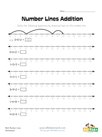 Kindergarten Number Line Worksheet Number Lines Addition Worksheet 1