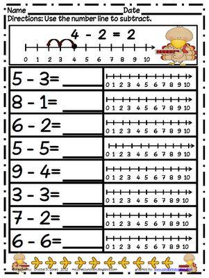 Kindergarten Number Line Worksheets Kindergarten Number Line Worksheet &amp; Subtraction Number Line