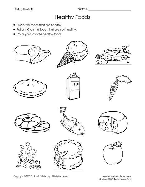 Kindergarten Nutrition Worksheets Healthy Foods Worksheet for Kindergarten 1st Grade