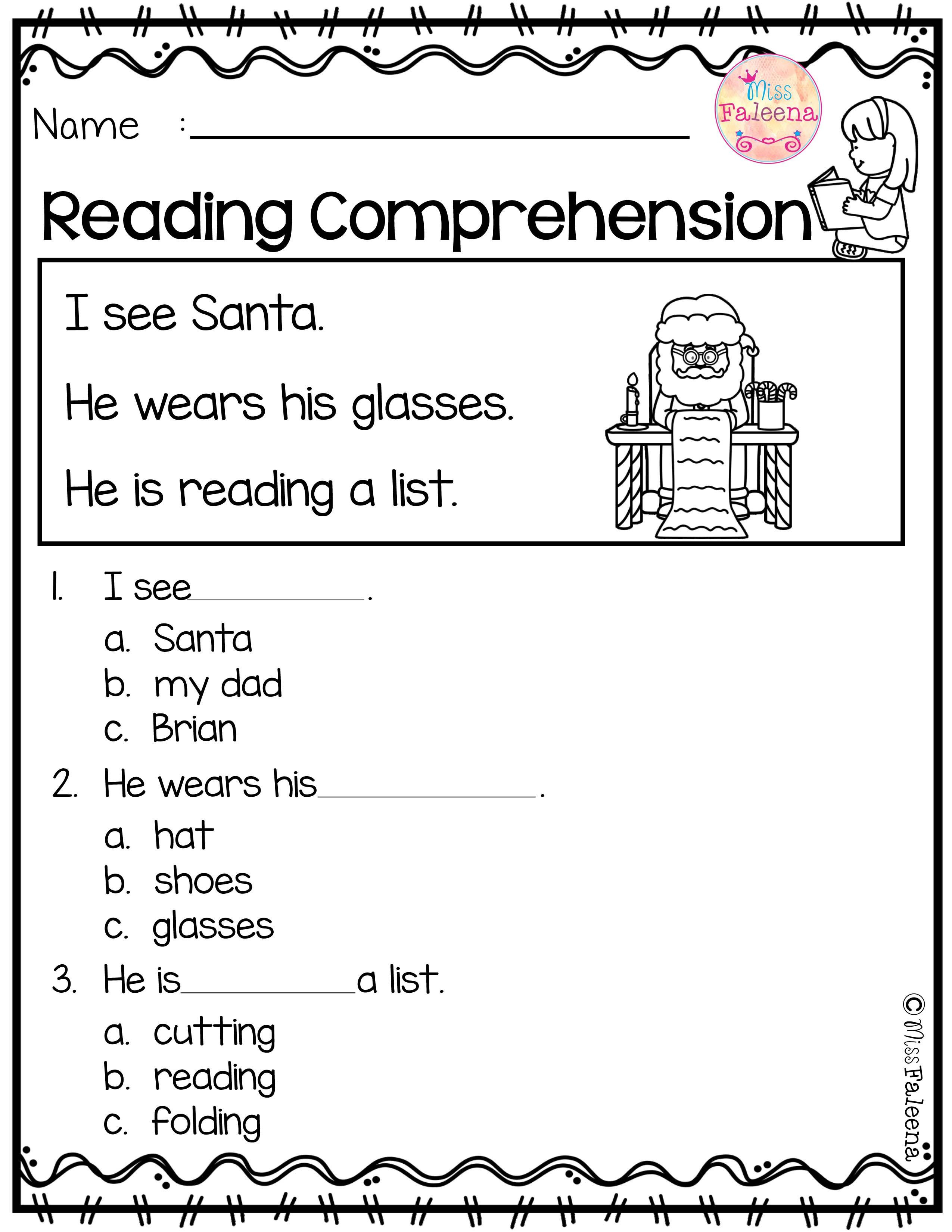 Kindergarten Reading Comprehension Worksheets December Reading Prehension is Suitable for Kindergarten