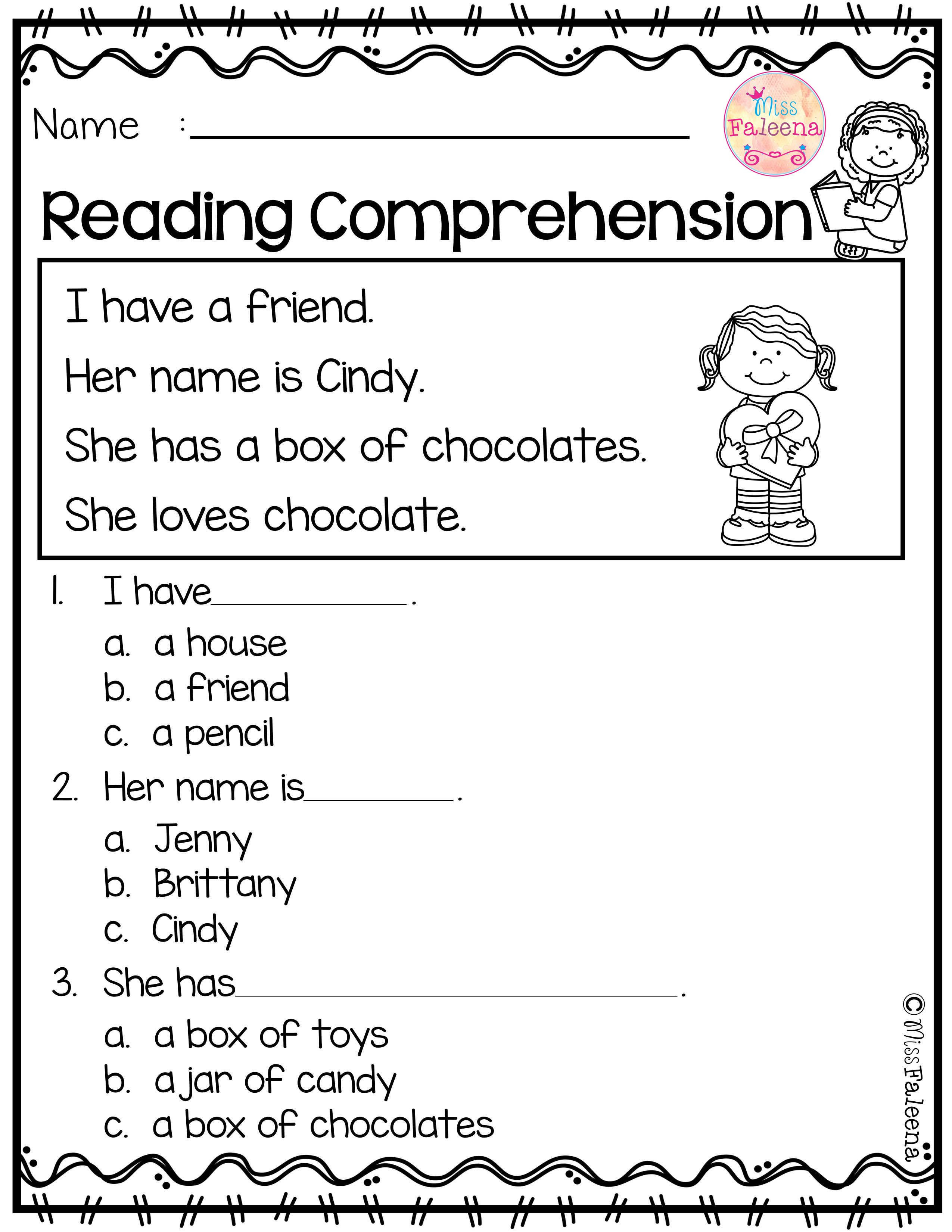 Kindergarten Reading Comprehension Worksheets February Reading Prehension