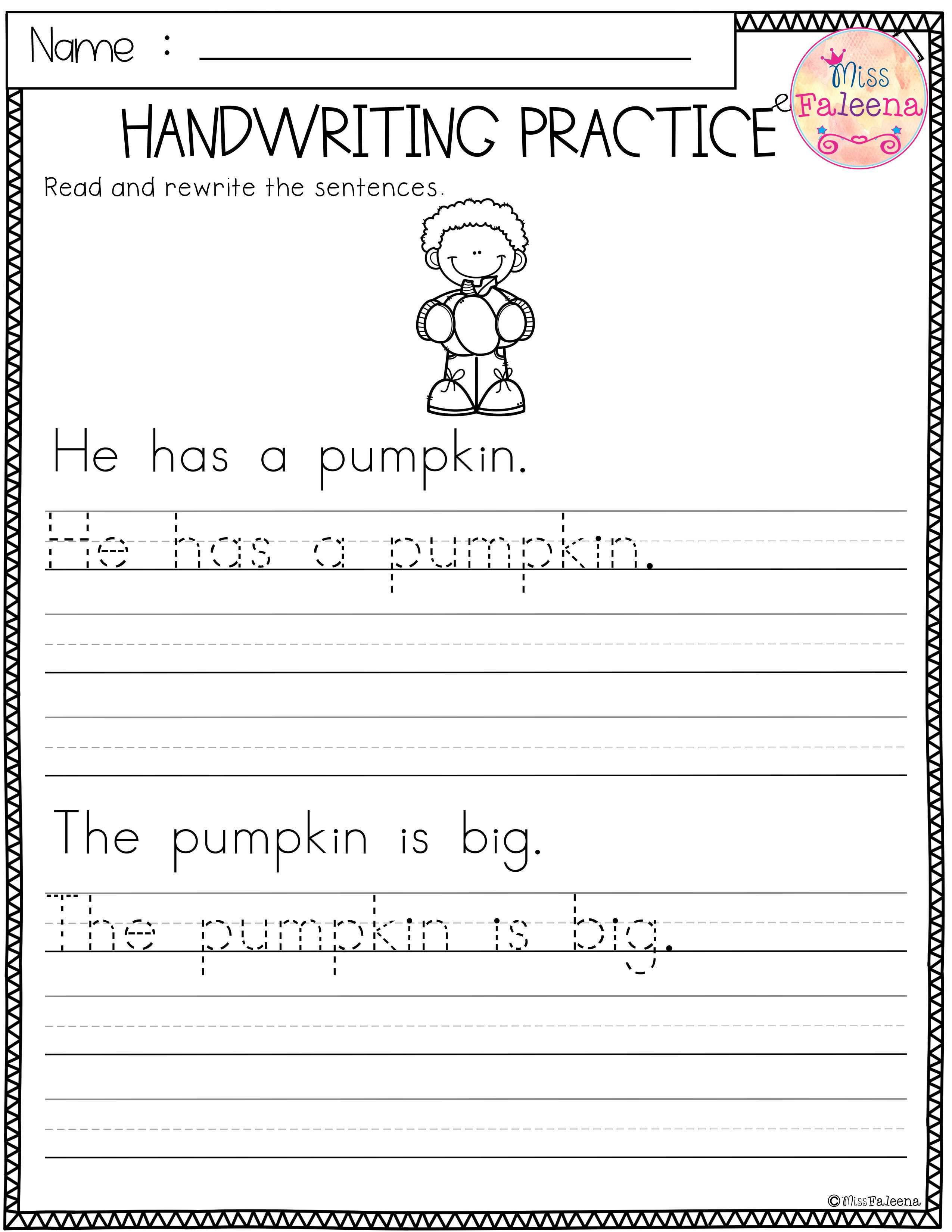 Kindergarten Sentence Writing Practice Worksheets Free Handwriting Practice