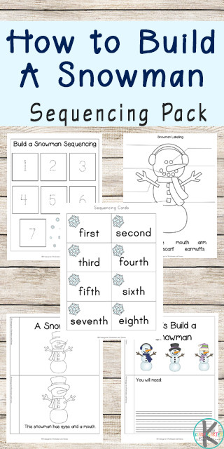 Kindergarten Sequence Worksheets Free Build A Snowman Sequencing Worksheets