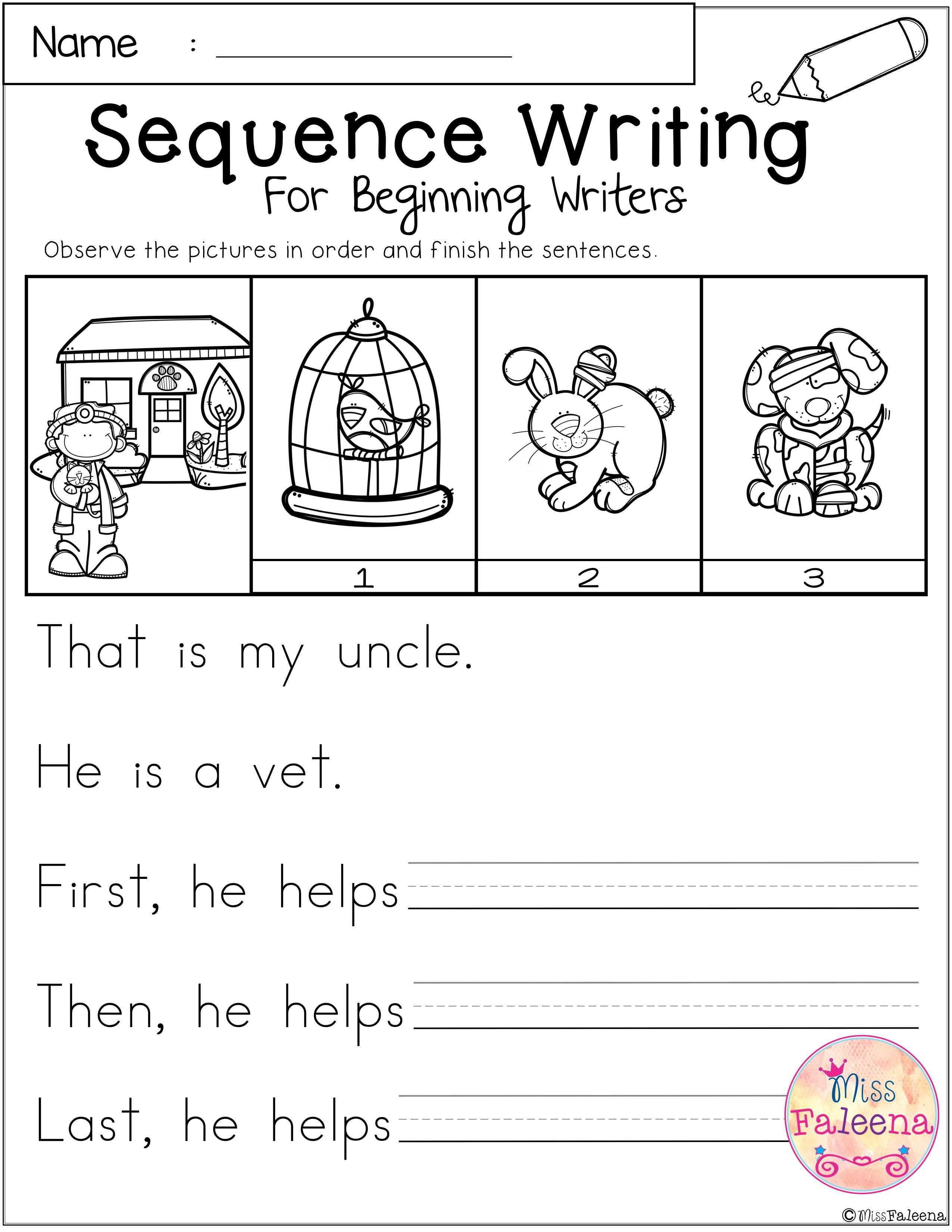 Kindergarten Sequence Worksheets Free Sequence Writing for Beginning Writers