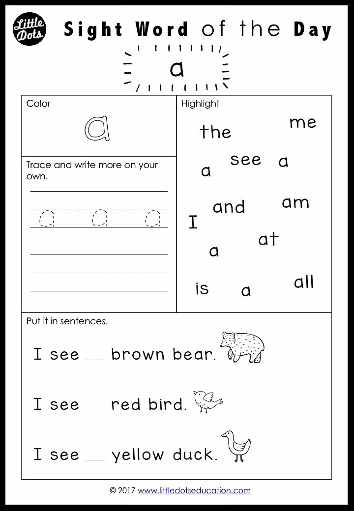 Kindergarten Sight Words Worksheet Free Brown Bear Brown Bear What Do You See Sight Words Worksheets