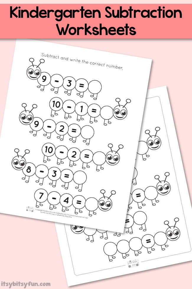 Kindergarten Subtraction Worksheets Free Printable Caterpillar Kindergarten Subtraction Worksheets Itsy Bitsy Fun