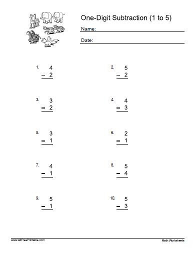 Kindergarten Subtraction Worksheets Free Printable Single Digit Subtraction Worksheets Free Printable