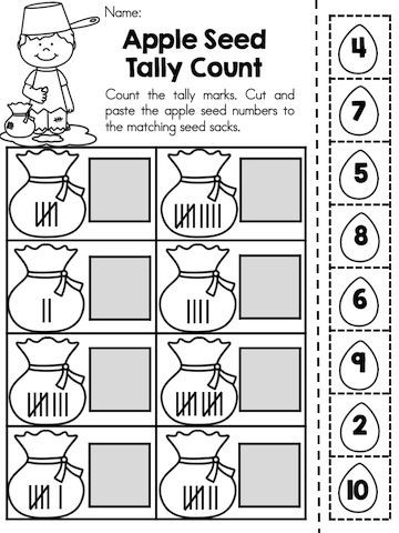 Kindergarten Tally Mark Worksheets Apple Activities and Worksheets No Prep
