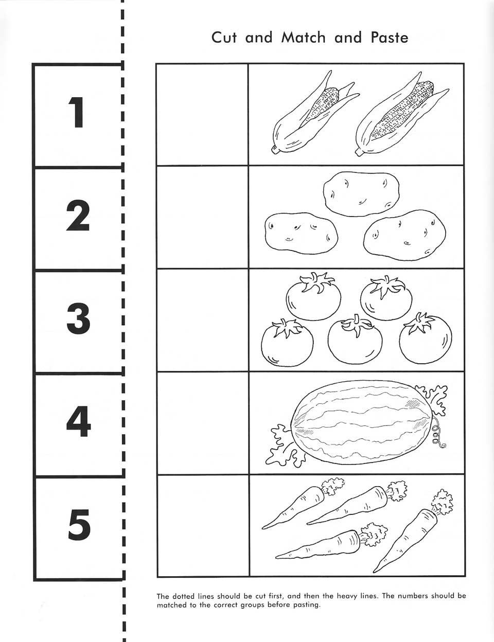 Kindergarten Worksheets Cut and Paste Cut Count Match and Paste Free Printable