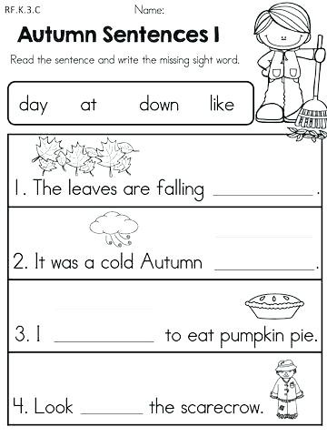 Kindergarten Writing Sentences Worksheets Word Work Worksheets Autumn Kindergarten No Prep Language