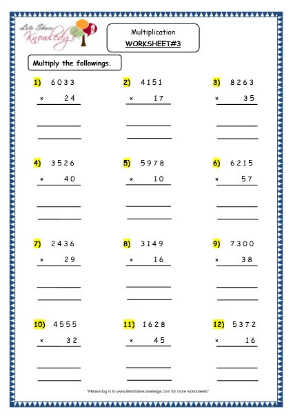 Kumon Maths Worksheets Printable Grade Maths Resources Multiplication Digit Number by