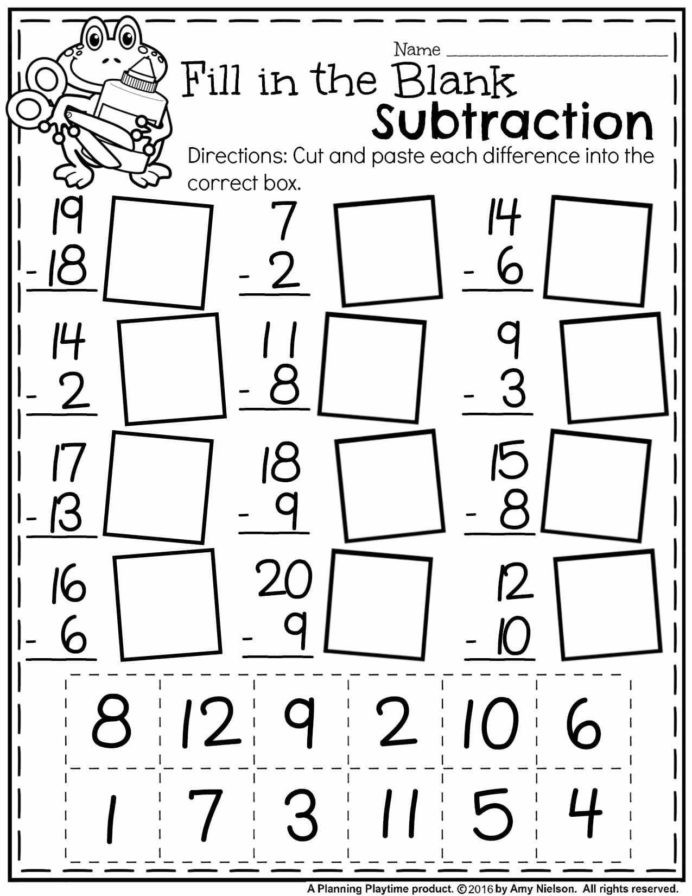 Kumon Printable Worksheets Free Free Math Worksheets First Grade Subtraction Single Digit